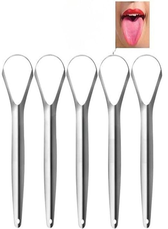 Prostuff.in® Tongue Scraper Cure Bad for a Fresh Breath and Better Oral Health, Tongue Cleaner for Kids and Adults, Stainless Steel Tongue Cleaner Healthier Breath in Seconds - 5pcs (Silver) - Image 1
